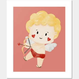 Cute Blonde Valentines day Angel Cupid Posters and Art